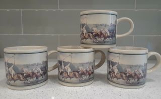 4 Vintage Ralph Lauren Polo Sport Series Coffee Cups Mugs Horses Collector 