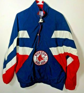 Men’s Vintage Starter Jacket Boston Red Sox Three Quarter Zip Large