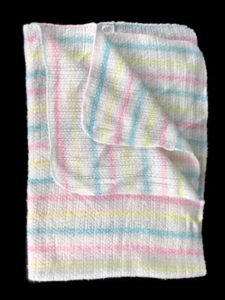 Vintage Beacon Baby Blanket Open Waffle Weave Acrylic Pastel Stripe Wpl 1675