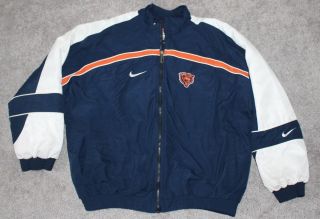 Vtg 90s Nike Chicago Bears Jacket Men Large L Football Winter Coat Pro Line Navy
