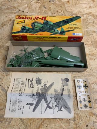 Vintage Lindberg 3/16 Scale Junkers Ju - 88 Plastic Model Kit Complete?