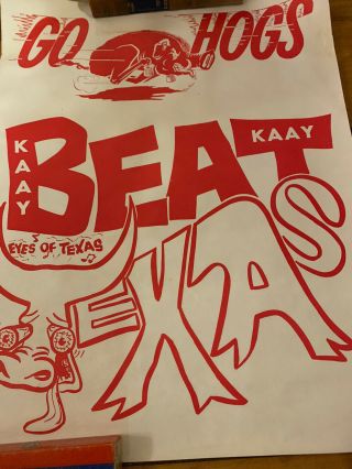 Vintage 1960s Arkansas Razorbacks Kaay Radio 1090 Beat Texas Football Poster