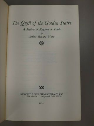 The Quest of the Golden Stairs by Arthur Edward Waite,  vintage 1974 1st edition 3