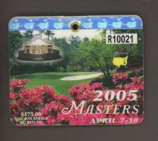 2005 Masters Badge Tiger Woods Tournament Champion Augusta National Golf Club