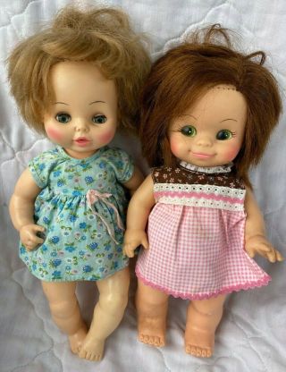 (2) Vintage 1974 Horsman Baby Dolls 12 " & 13 " Toys Sleepy Eyes