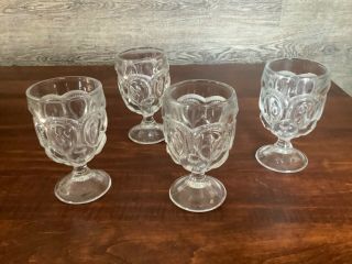 Set Of 4 Vintage Le Smith Moon & Stars Clear Glass Water Goblets 11 Oz.
