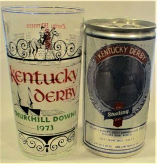 1973 Kentucky Derby Glass - - Plus Secretariat Sterling Beer Can