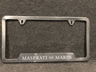 Vintage Maserati Of Marin Dealer California Metal License Plate Frame - Rare