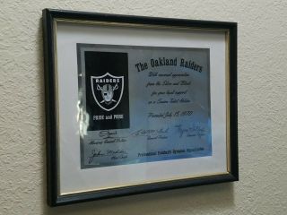1970 Oakland Raiders Season Ticket Holder Appreciation Certificate Signed