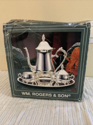 Wm.  Rogers And Son Silver Plated 4 Piece Coffee Set Vintage 1997
