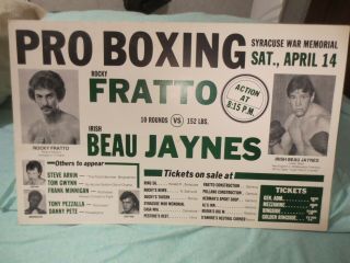 Onsite 4/14/1979 Cardboard Poster - " Rocky Fratto Vs Irish Beau Jaynes " - 16 " X 22 "