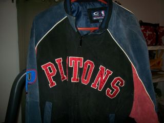 Size X - Large Detroit Pistons Blue & Red & Black Suede Jacket