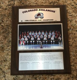 Colorado Avalanche 1996 Stanley Cup Champions Plaque Sign Picture Nhl Wood