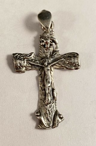 Antique Vintage 925 Sterling Silver Cross Pendant Crucifix :)