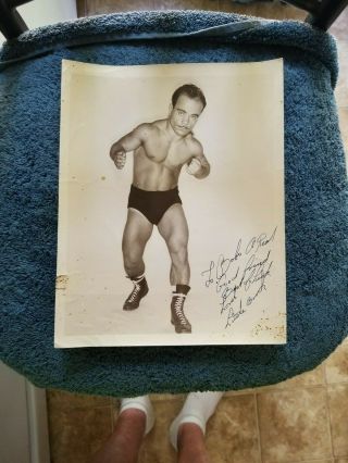 Vintage Signed Lord Little Brook Wrestling Photo To Bobo Brazil Grobee1957
