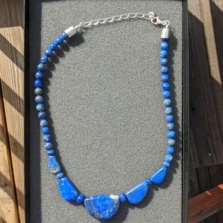 Jay King Lapis Lazuli Sterling Silver Necklace Vintage Old Stock Natural Stone
