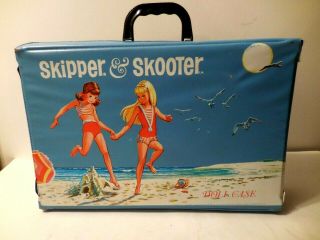 Vintage Barbie Skipper & Skooter Doll Blue Beach Scene Carrying Case Only 1965