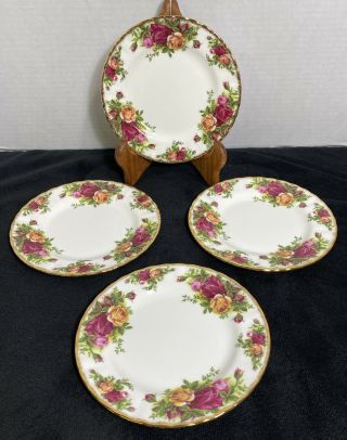4 Vintage Royal Albert Old Country Roses Bread And Butter Plates Made In Eng
