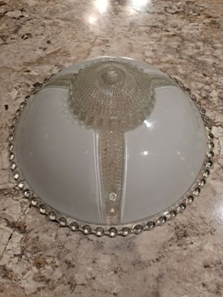 Vintage Art Deco 3 Chain Ceiling Light Fixture Globe Clear Frosted Shade 11 "