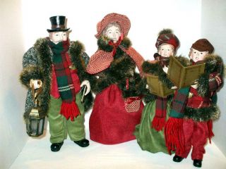 Vintage Set Of 4 Victorian Christmas Carolers Family Adults 16 " Children 12 "
