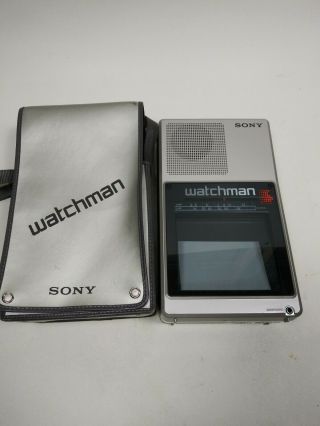 Sony Watchman Portable B&w Tv Fd - 40a With Case Vintage 1985