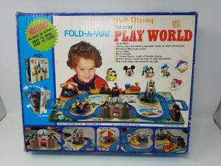 Vintage Walt Disney Character Fold - A - Way Play World Train Set Playset W/ Box