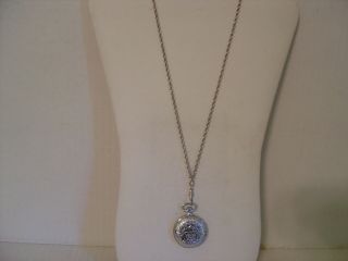 Vintage Arnex Silvertone 17 Jewel Incabloc Swiss Pendant Pocket Watch On Chain