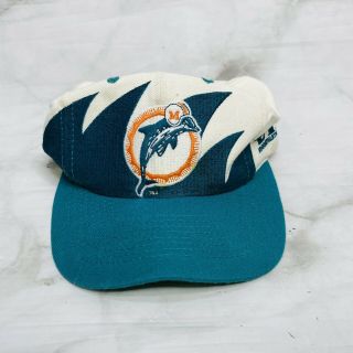 Vintage Miami Dolphins Logo Athletic Sharktooth Snapback Football Hat Wool