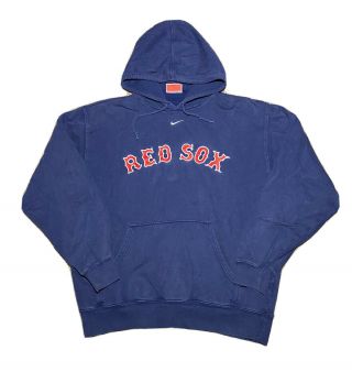 Vintage 2000s Nike Team Mlb Boston Red Sox Center Check Hoodie Sweatshirt Size L