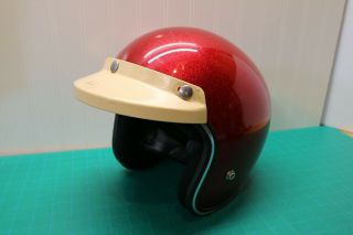 Vintage Bell Motorcycle Helmet,  Red Metallic,  Size M 6 7/8 - 7 1/8