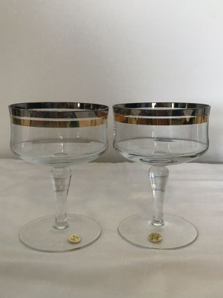 Vintage Gold/platinum Rim Crystal Stemware Set Of 6 Glasses Poland