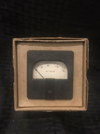 Vintage Nos Ge Panel Meter Ac Volts Gauge W/box 0 - 150 Volts,  Mod 25vaxi W/box