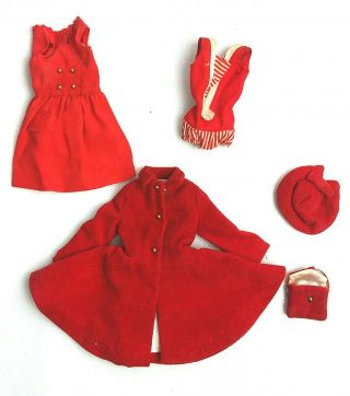 Barbie Doll Clothes Vintage 7 Skipper Coat,  Hat,  Dress,  Swimsuit,  Purse