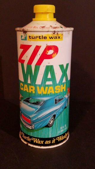 Vintage Turtle Wax Zip Wax Car Wash Can (nearly Full) Tin Can Advertisement