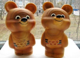 Vintage Soviet Toy Talisman Of The 1980 Olympic Games In Moscow,  Olympic Bear