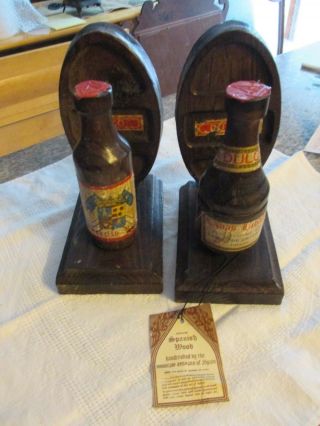 Pair Vintage Spanish Wood Book Ends Bookends Madera De Aliso - Sct
