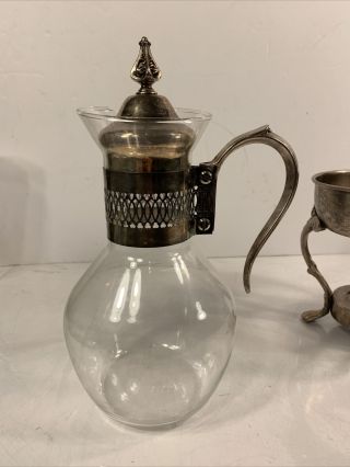 Vintage Corning Brand Glass Coffee Heat Proof Carafe And Warming Stand 2