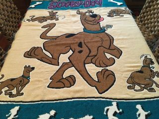 Vintage Scooby - Doo Fringed Tapestry Throw Blanket - 43”x56” Made In Usa