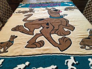 Vintage Scooby - Doo Fringed Tapestry Throw Blanket - 43”x56” Made in USA 2