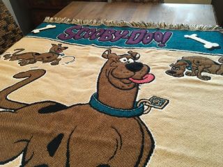Vintage Scooby - Doo Fringed Tapestry Throw Blanket - 43”x56” Made in USA 3