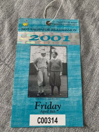 2001 Masters Friday Ticket Tiger’s 2nd Green Jacket