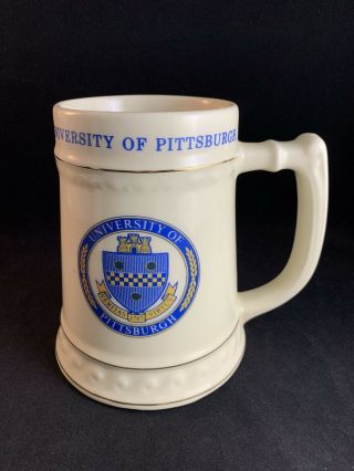 Vintage University Of Pittsburgh Porcelain Ceramic Stein Mug Pitt Panthers