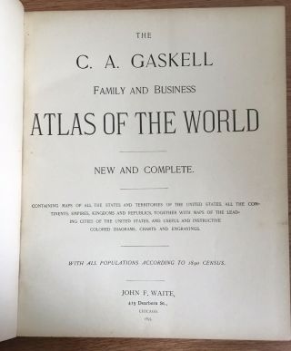 1895 C.  A.  Gaskell Family And Business Atlas Of The World / Maps Large Old Book 2