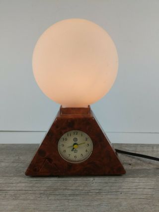 Vintage Electric Sunrise Clock By Bio - Brite Inc.  Alarm Light Faux Woodgrain Base