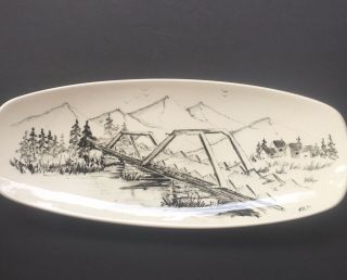 Vintage Bering Sea Originals Serving Platter Tray Bridge Mountains Alaska Signed
