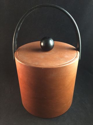 Vintage Coronet VSQ Brandy Faux Leather Ice Bucket by Kraftware 2