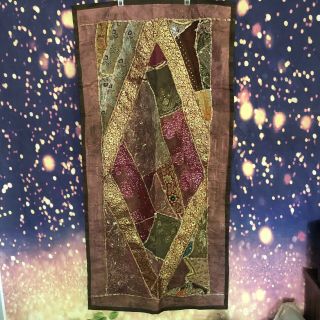 Vintage India Beaded Patchwork Wall Hanging Tapestry Throw Table Runner Diamond