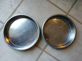 Vintage Stainless Steel Cake Pans Round 8 " X 1 - 1/2 " Maid Of Honor W/ Rolled Edge