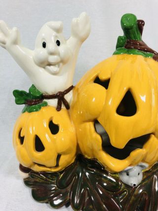 Vintage Tabletop Light Up Ghost With Pumpkins,  Halloween,  Mouse 2