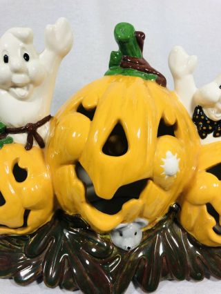 Vintage Tabletop Light Up Ghost With Pumpkins,  Halloween,  Mouse 3
